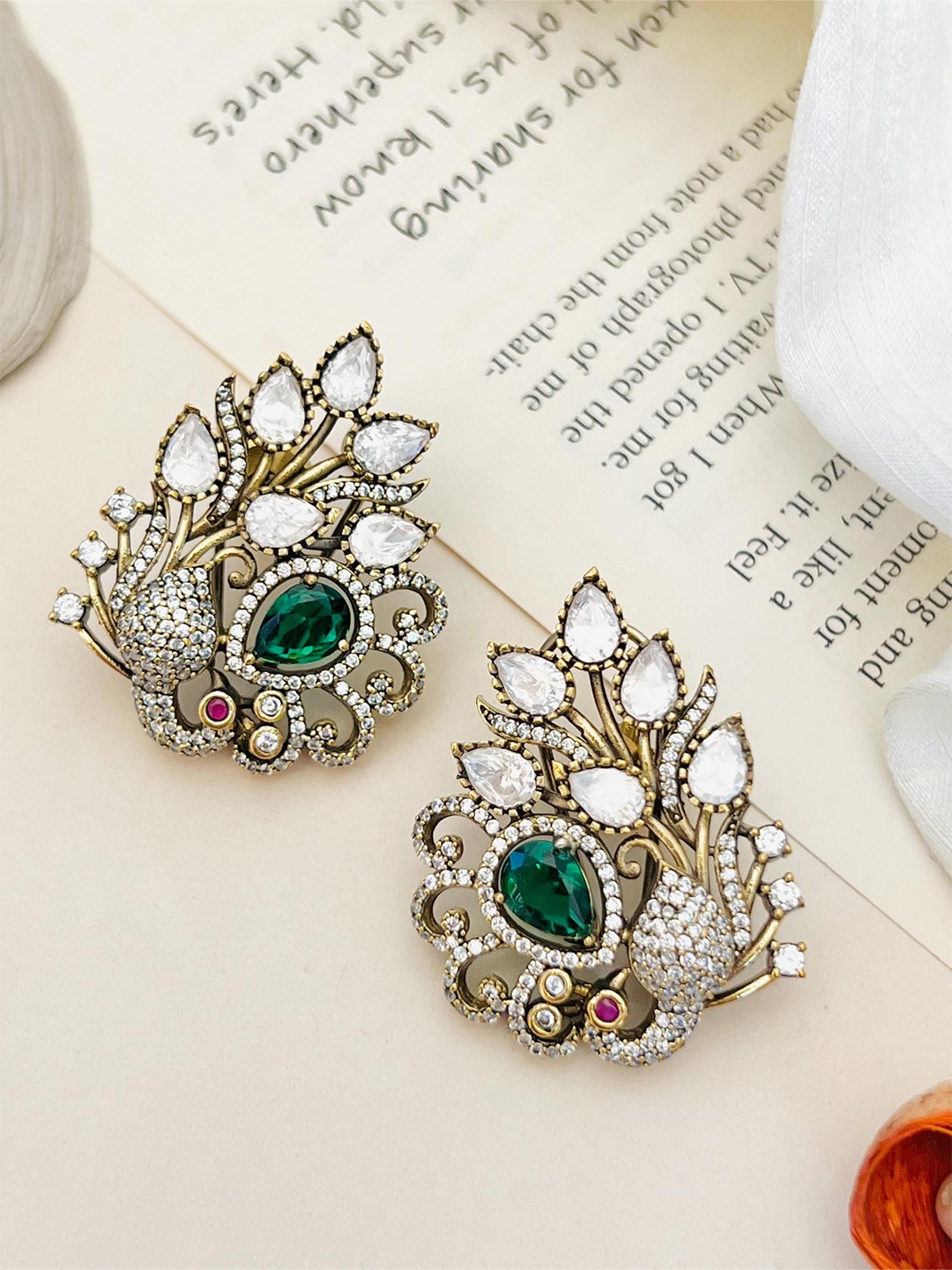 

ABDESIGNS Gold-Plated Stone Studded Classic Studs Earrings