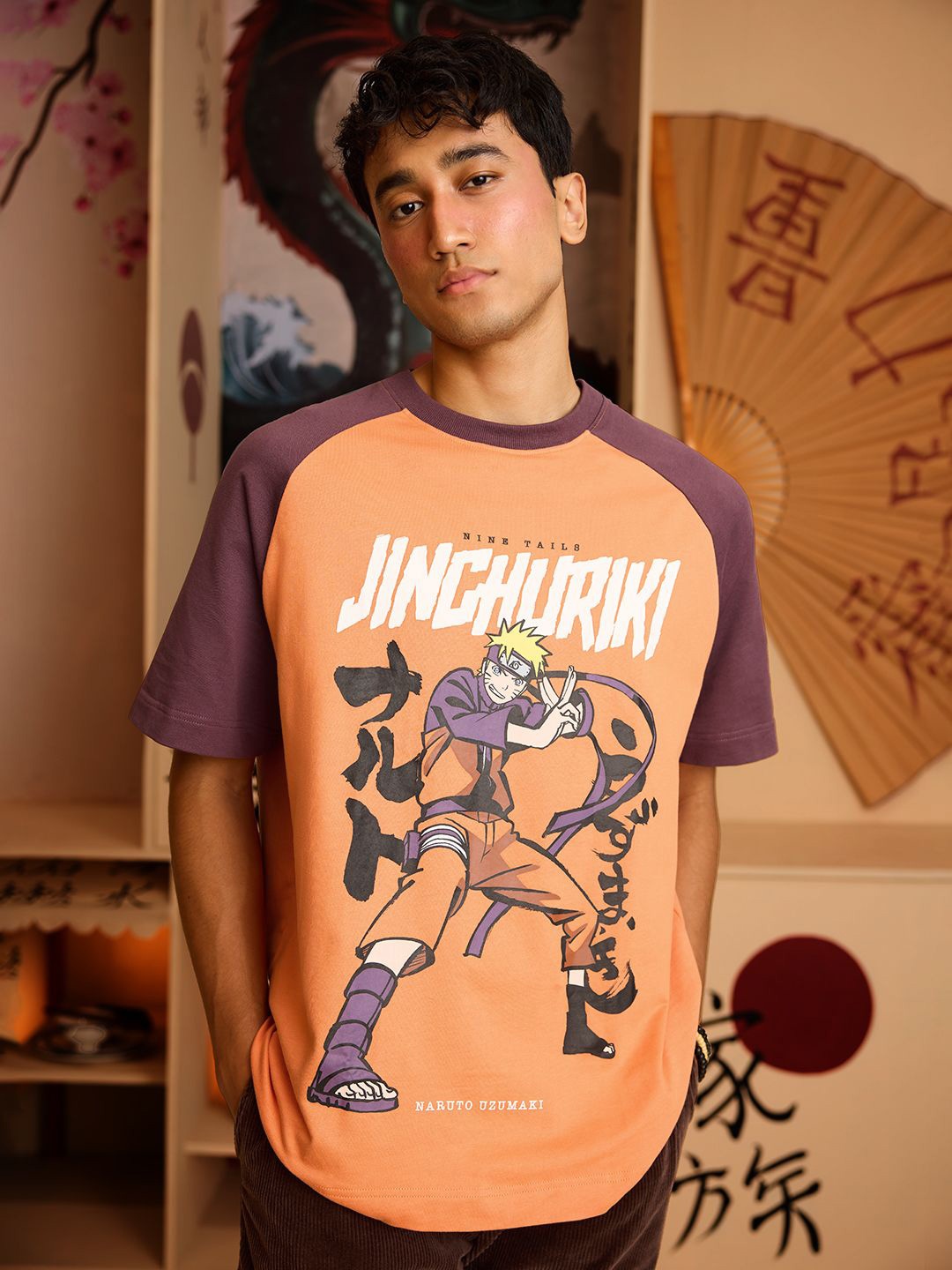 

The Souled Store Men Graphic Printed Round Neck Cotton Oversized Naruto T-shirt, Purple