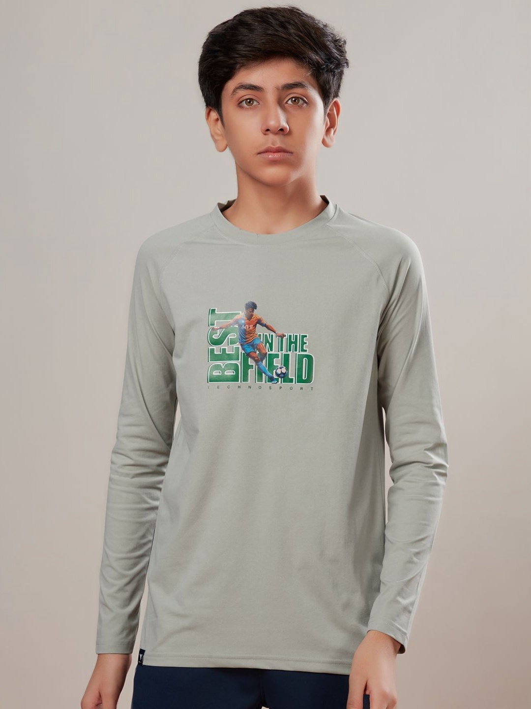 

Technosport Boys aw'24 UPF50 Typography Printed Casual T-shirt, Grey