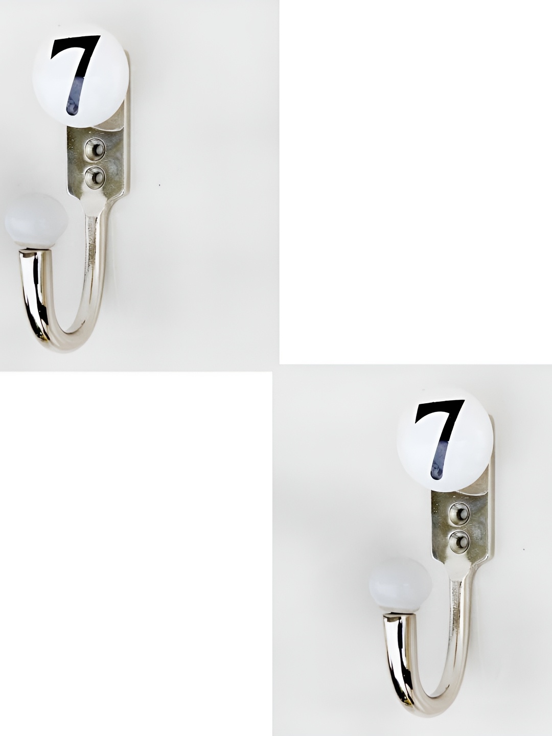 

IndianShelf White 2 Pieces Ceramic & Zinc Number 7 Coat Wall Hooks
