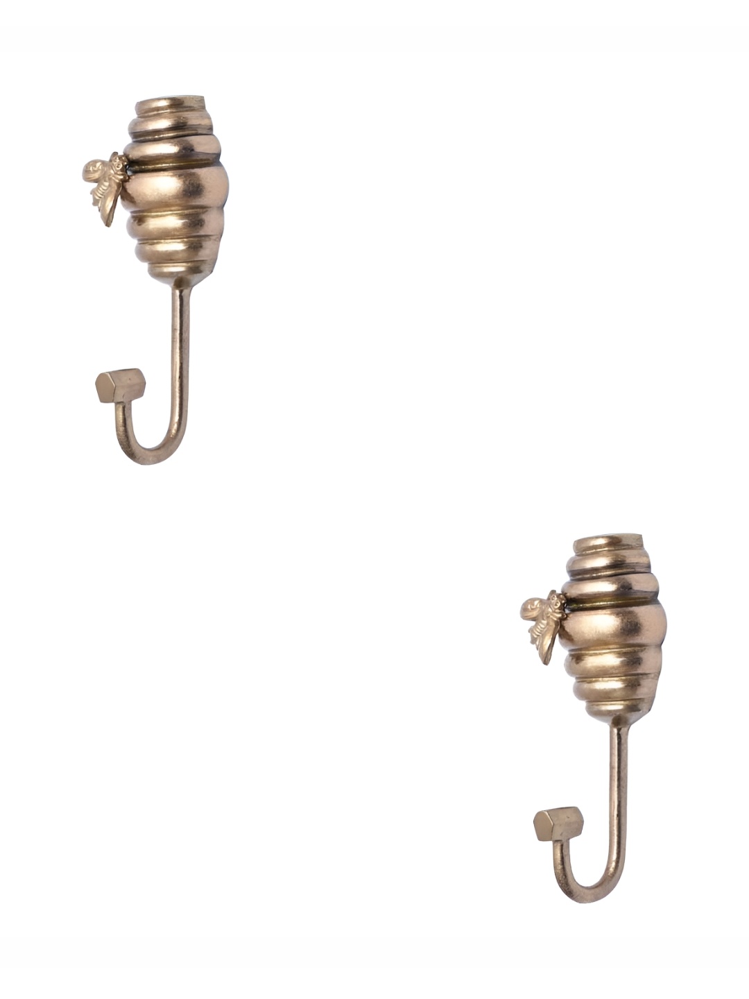 

IndianShelf Gold-Toned 2 Piece Honeycomb Metal Hooks Door Hangers For Clothes