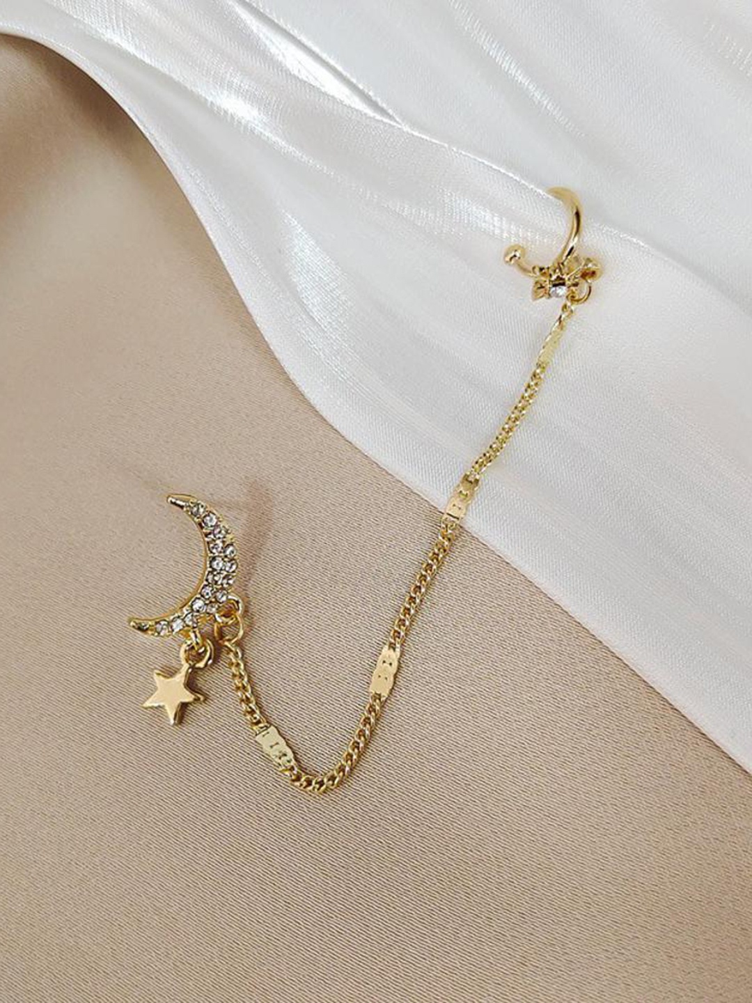 

DESTINY JEWELS Gold-Plated Contemporary Ear Cuff Earrings