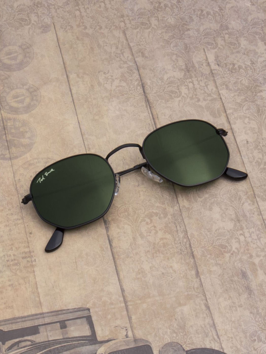 

Ted Smith Unisex Round Sunglasses with UV Protected Lens HEXON_C25, Green