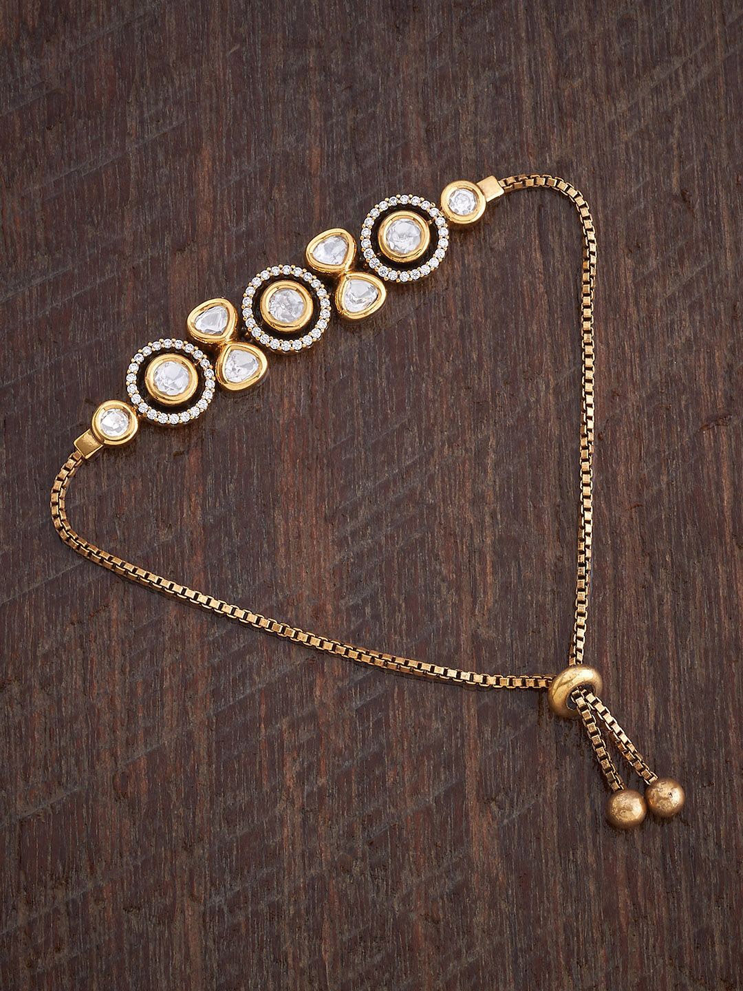 

Kushal's Fashion Jewellery Women Kundan Link Bracelet, Gold