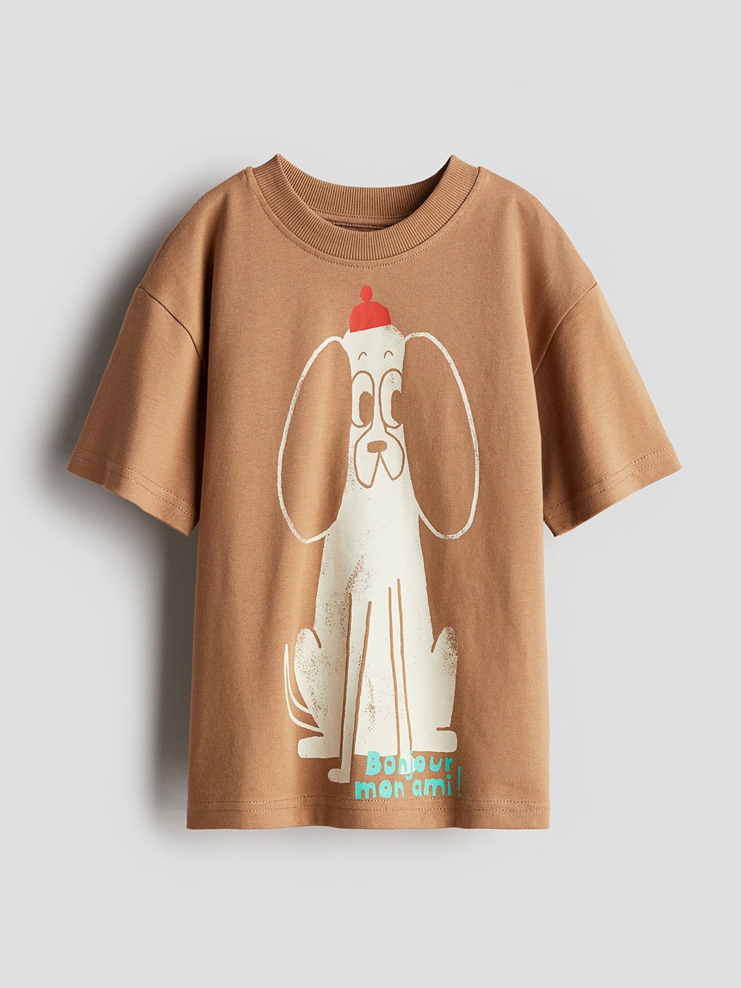 

H&M Motif-Detail Cotton T-Shirt, Beige