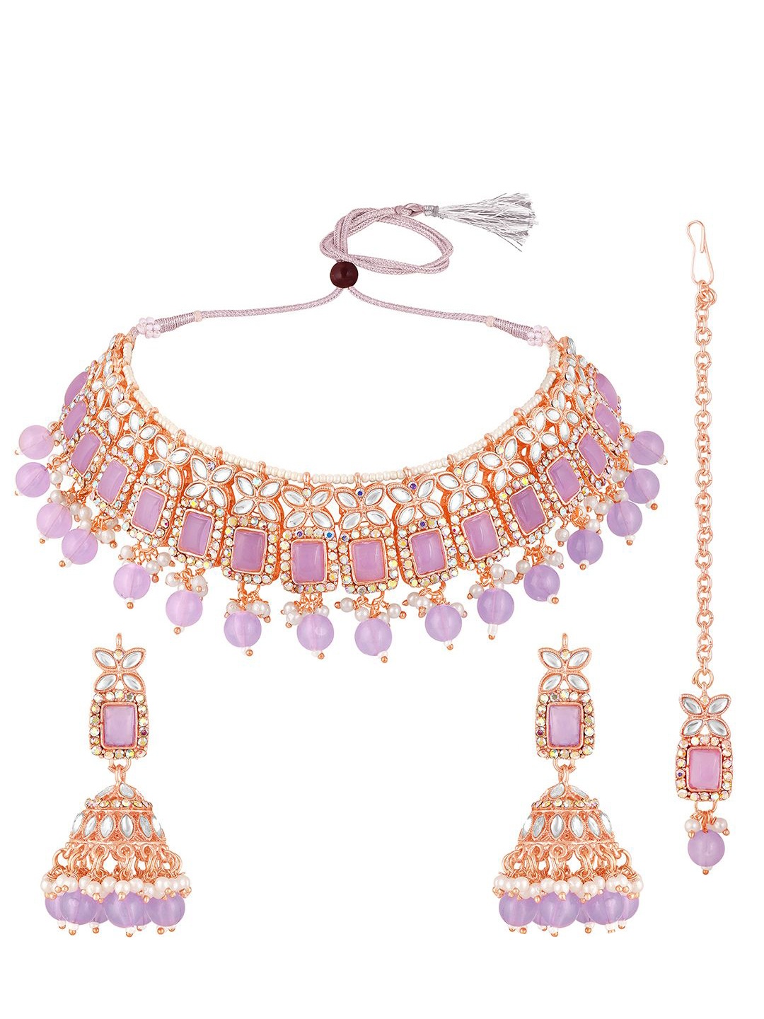 

Peora Gold-Plated Kundan-Studded & Beaded Jewellery Set