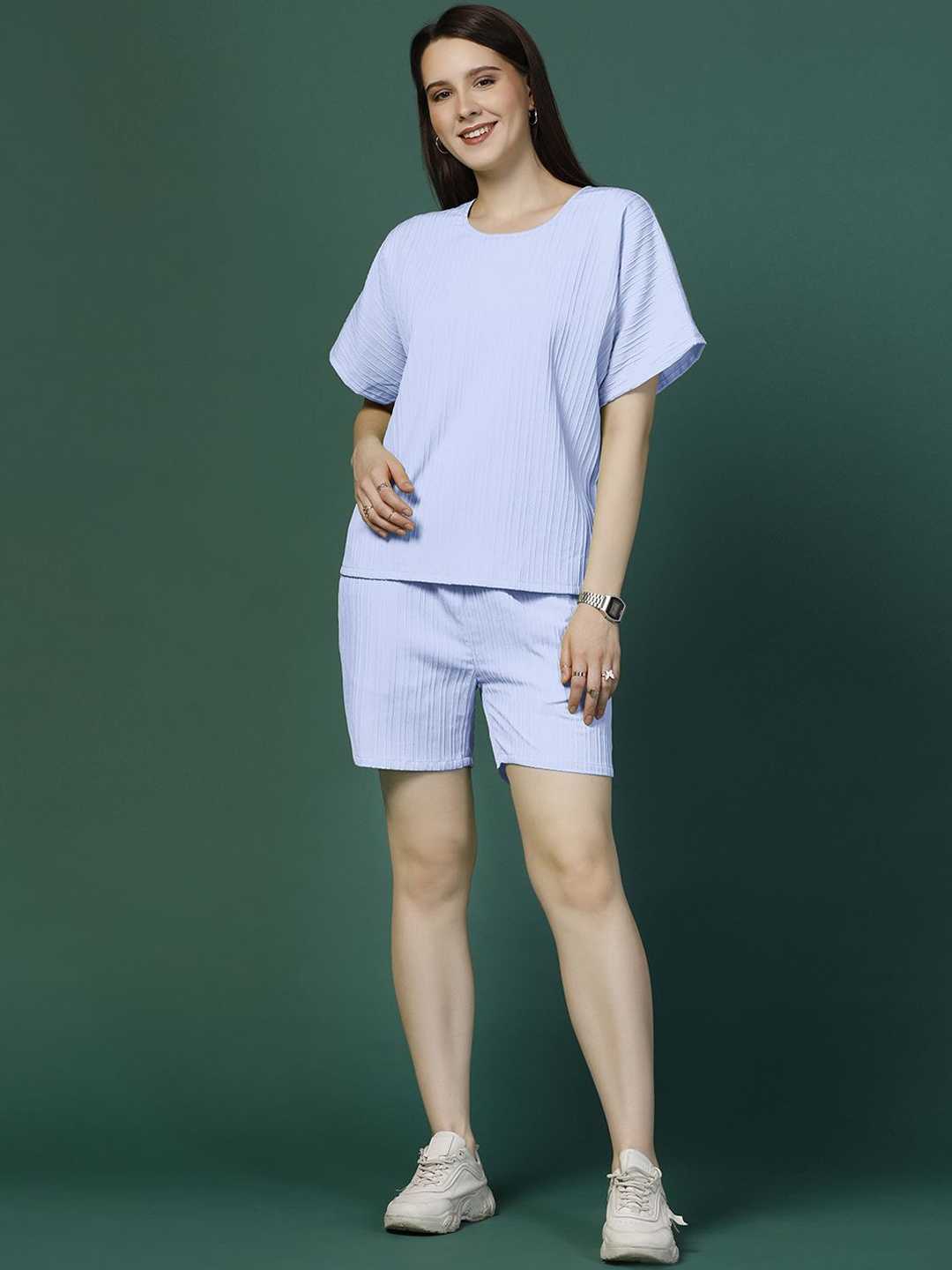 

Moda Rapido Blue Round Neck T-Shirt With Shorts