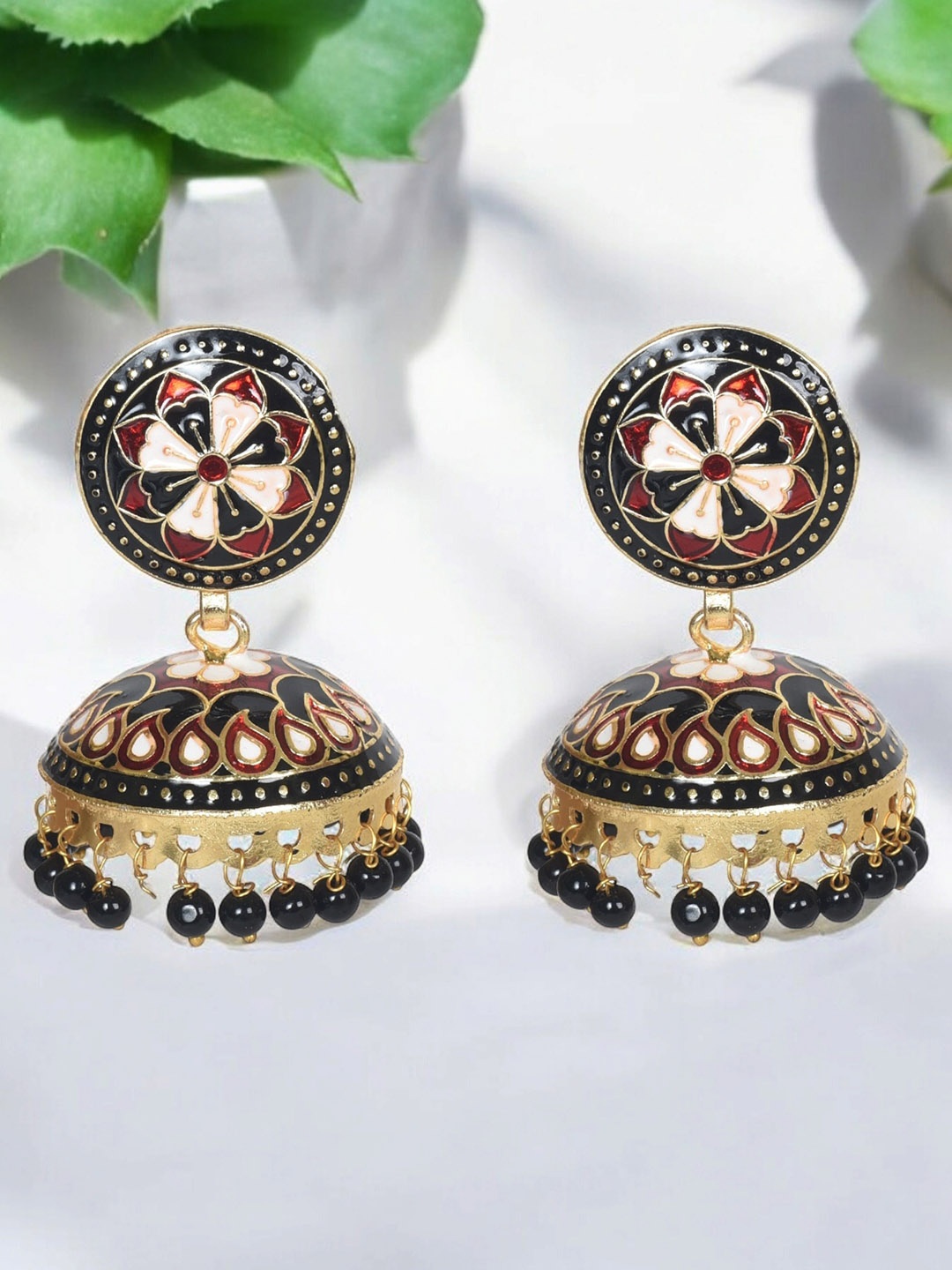 

Nilu's Collection Brass Plated Contemporary Jhumkas, Gold