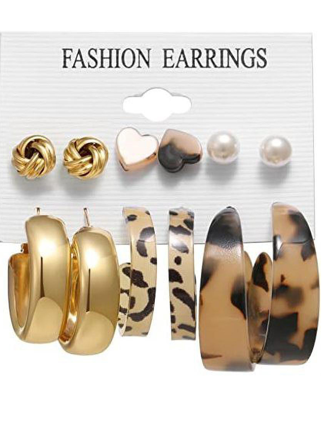 

DESTINY JEWELS Set Of 6 Gold-Plated Pearls Geometric Studs