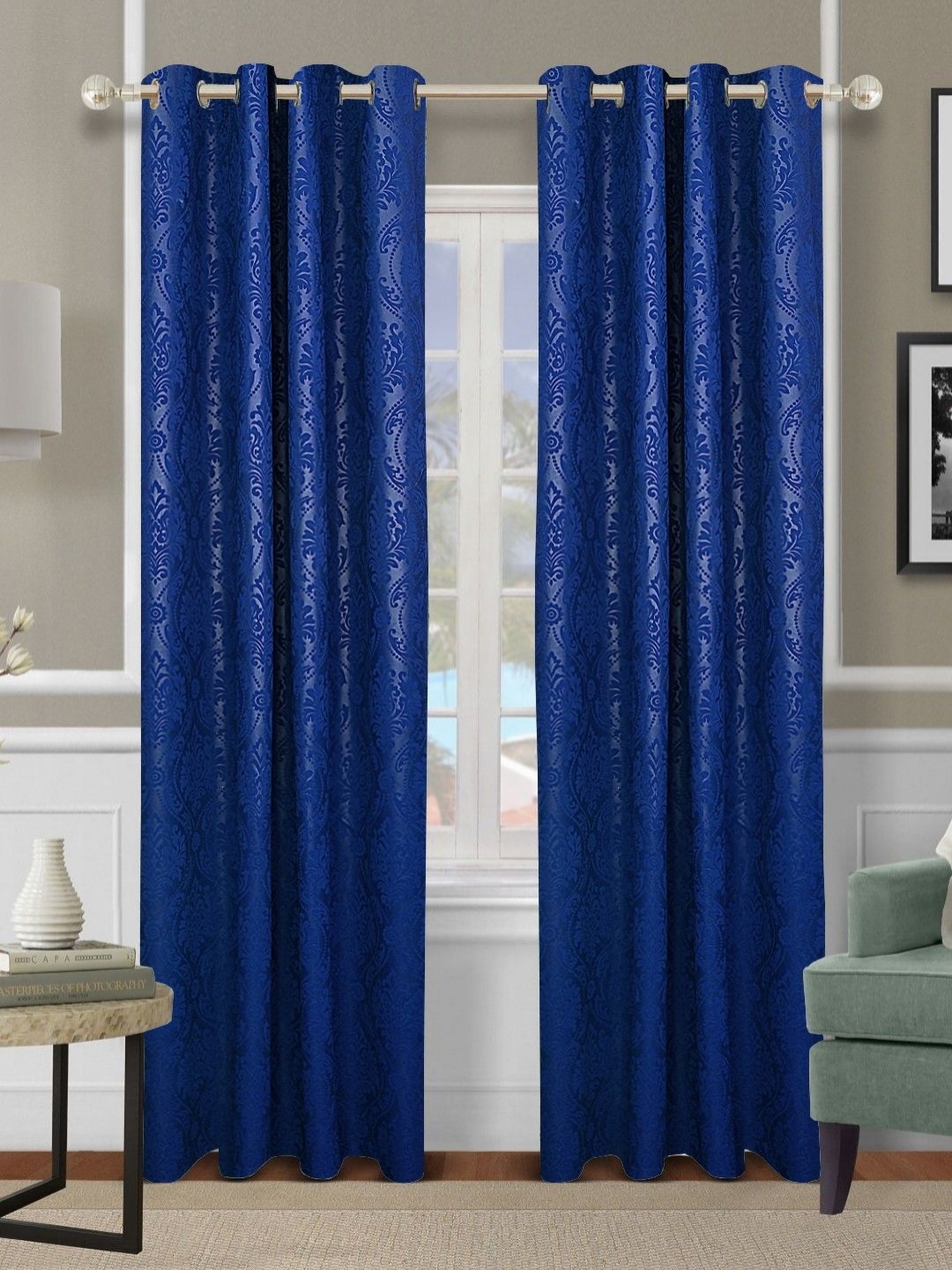 

Cortina Blue 2 Pieces Printed Long Door Curtains