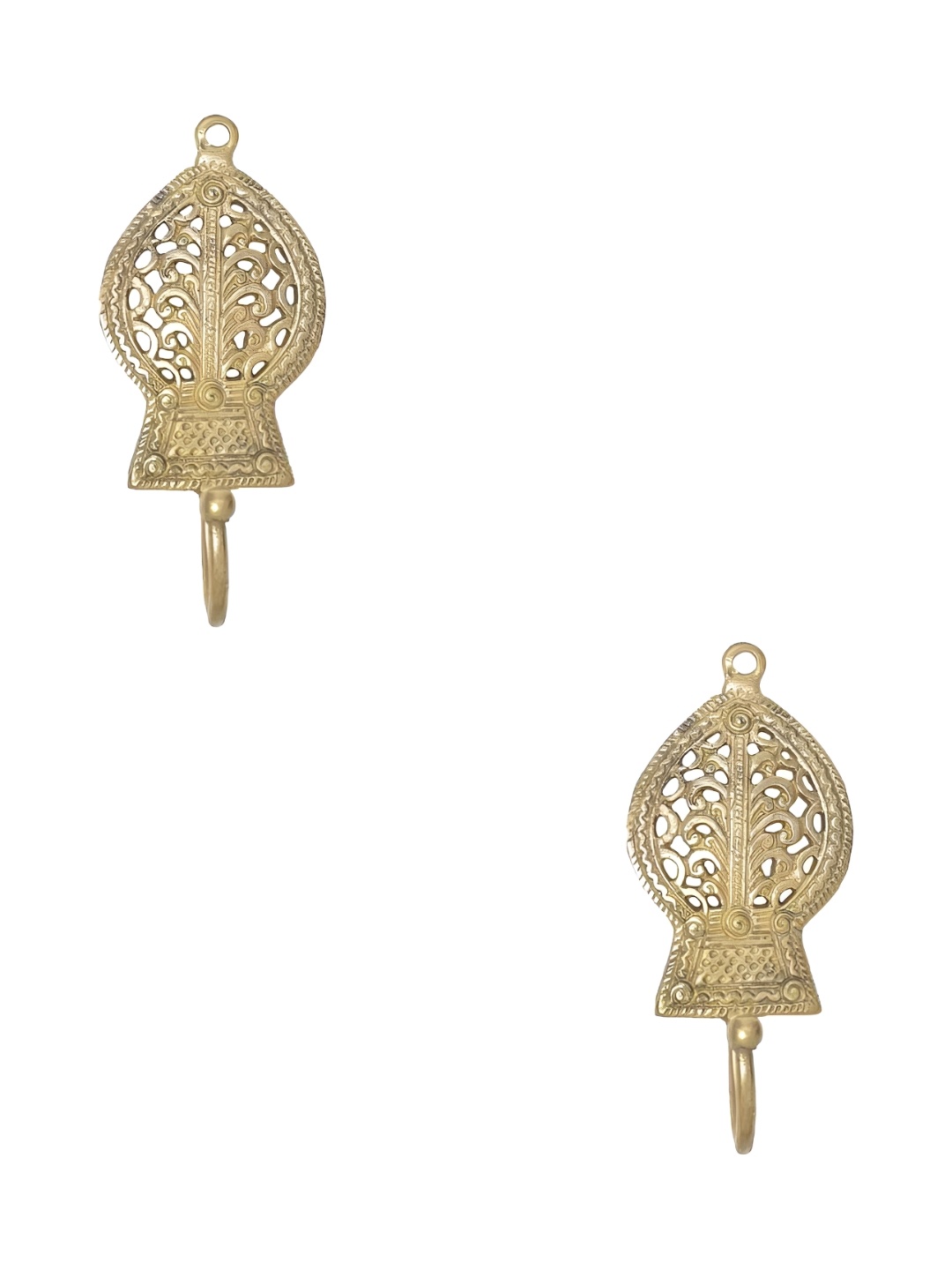

IndianShelf Gold Toned 2 Pieces Leaf Textured Brass Wall Hooks