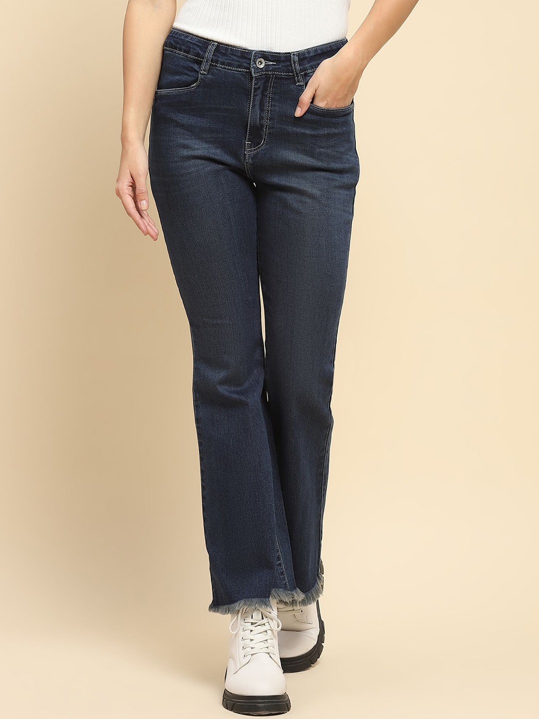 

Global Republic Women Comfort Bootcut High-Rise Light Fade Stretchable Jeans, Blue