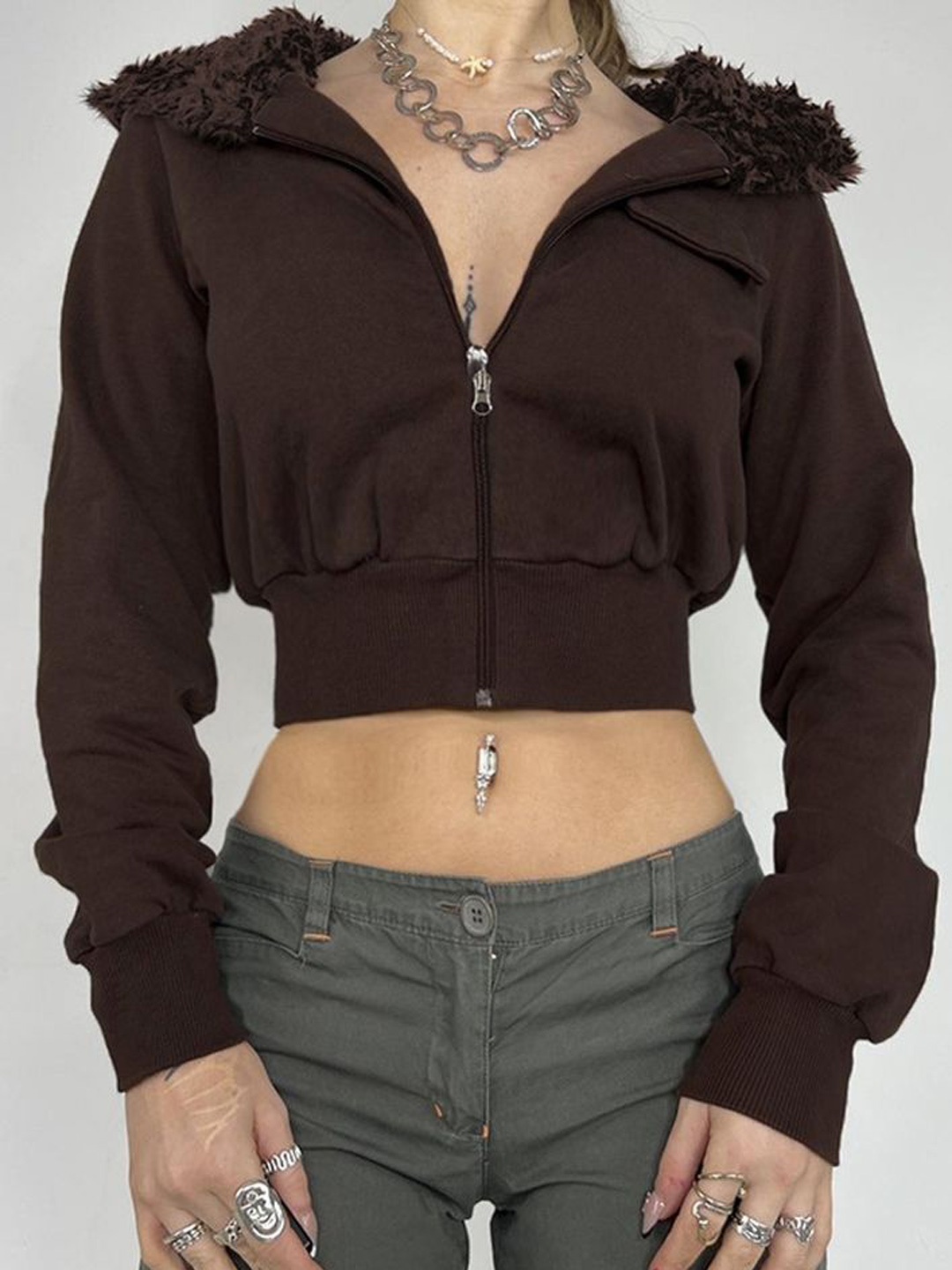 

LULU & SKY Women Hooded Solid Casual Tailored Jacket, Brown