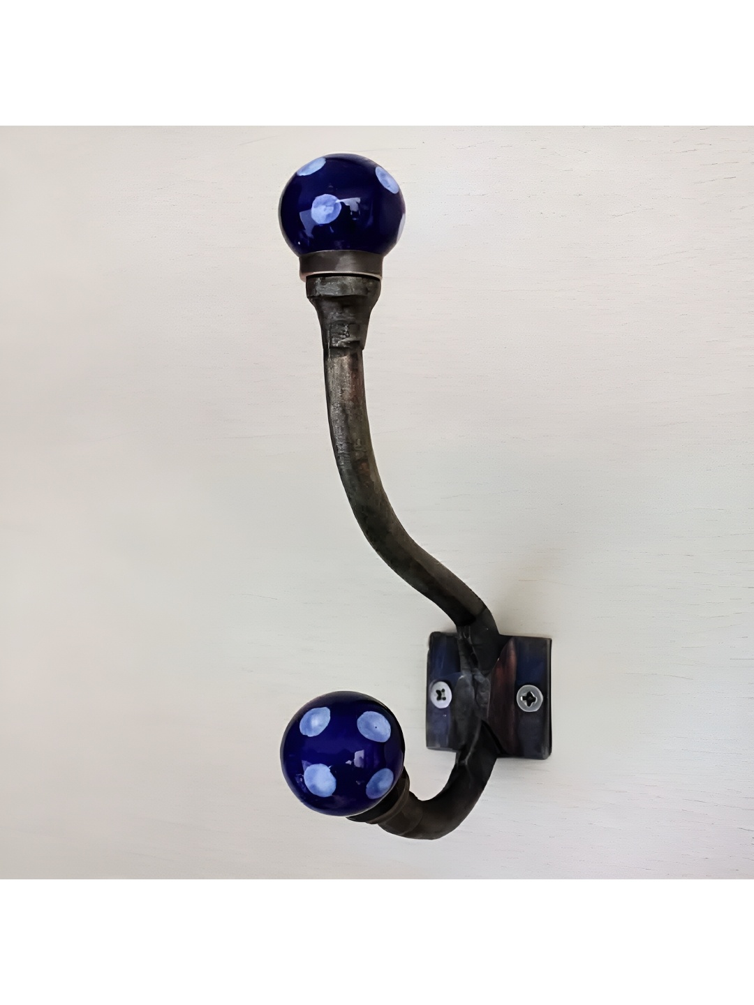 

IndianShelf Blue & Brown Ceramic Rack Clothes Hanger for Wall Coat Hook