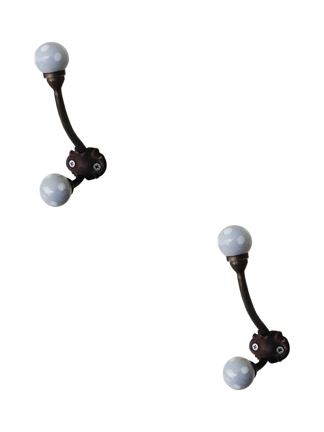 

IndianShelf Grey and Brown 2 Pcs Ceramic Dot Wall Hooks