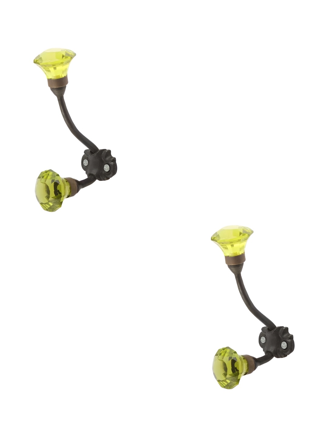

IndianShelf Green and Brown 2 Pieces Glass Diamond Textured Wall Hooks