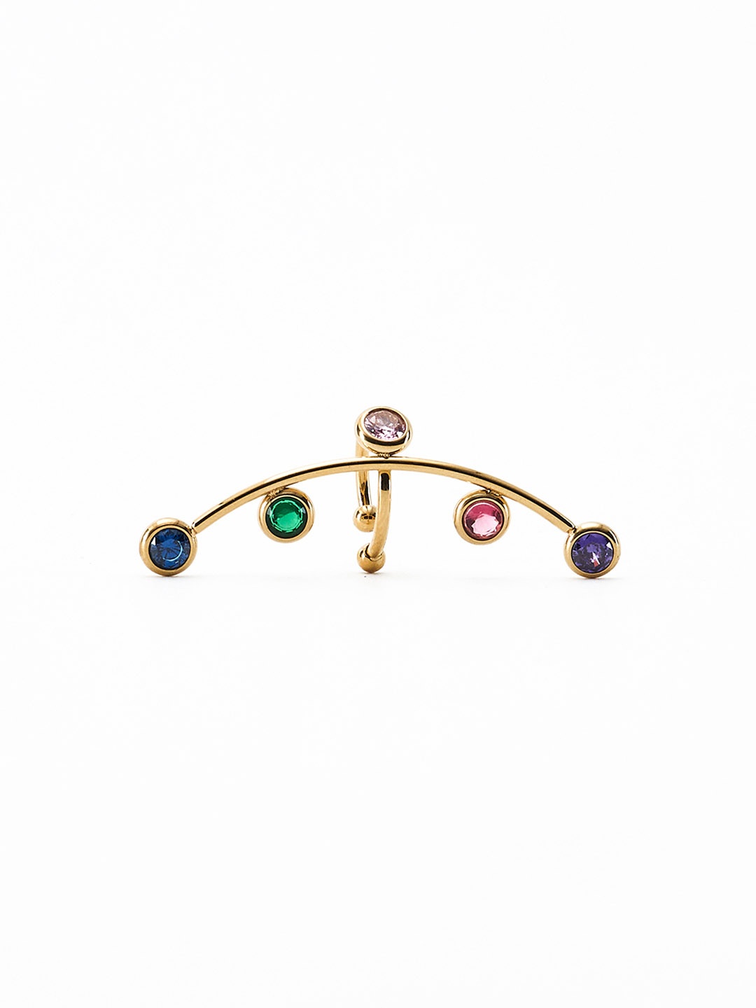

WHITE LIES Gold-Plated Cubic Zirconia Stone Studded Contemporary Ear Cuff Earrings