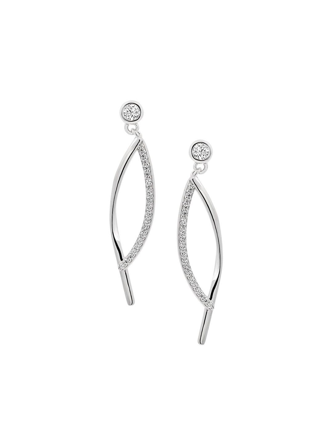 

Nistra Contemporary Drop Earrings, Silver