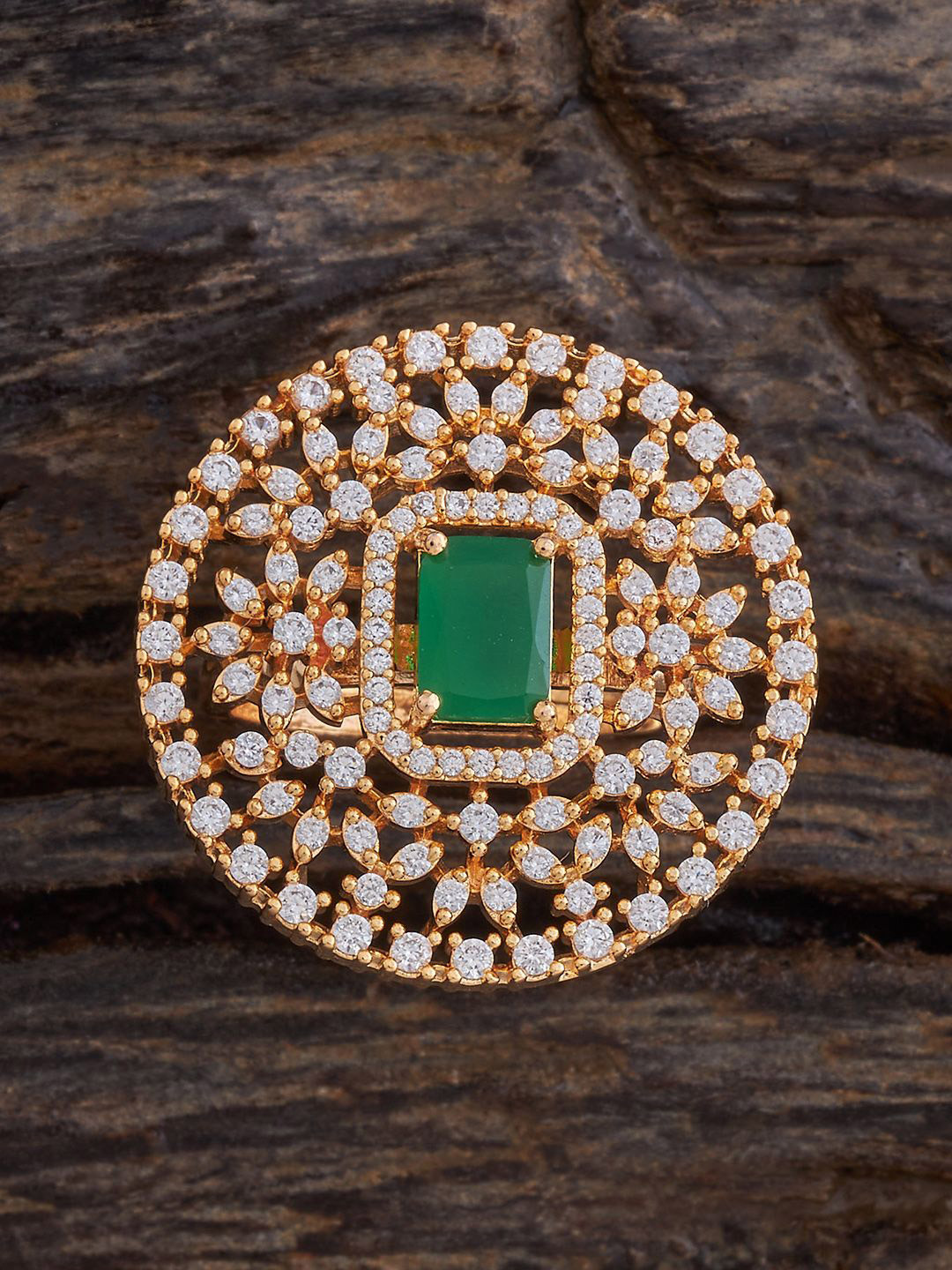 

Kushal's Fashion Jewellery Gold-Plated Cubic Zircon Studded Finger Ring