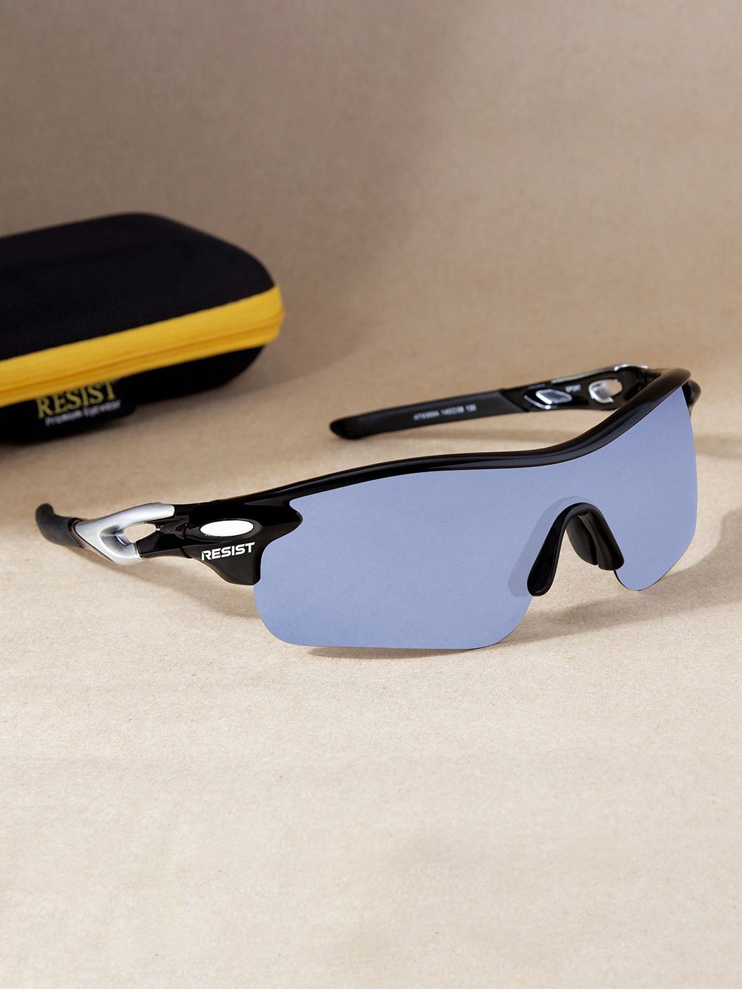 

RESIST EYEWEAR Unisex Half Rim Sports Sunglasses with Polarised Lens, Silver