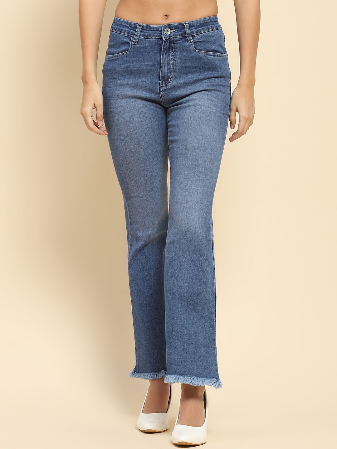 

Global Republic Women Comfort Straight Fit High-Rise Light Fade Stretchable Jeans, Blue