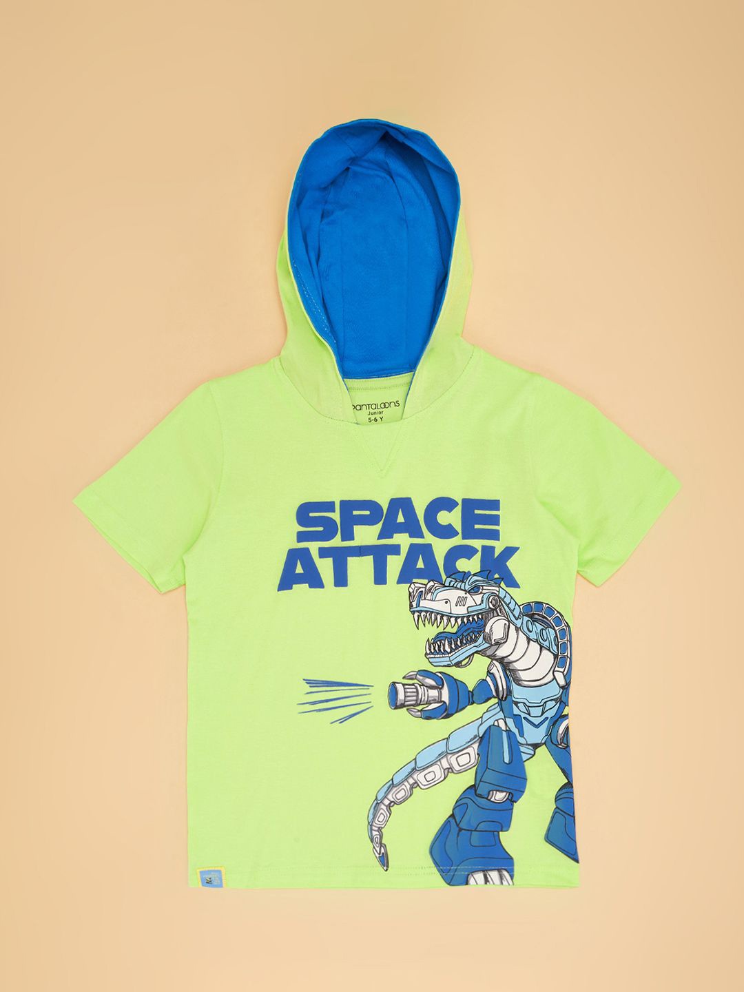 

Pantaloons Junior Boys Graphic Printed Hood Cotton T-shirt, Green