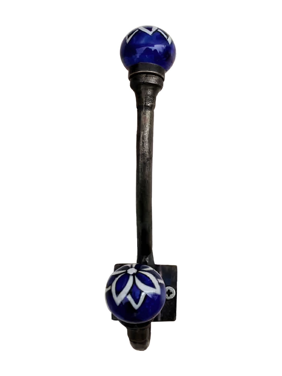 

IndianShelf Black & Blue Floral Printed Ceramic Wall Hooks