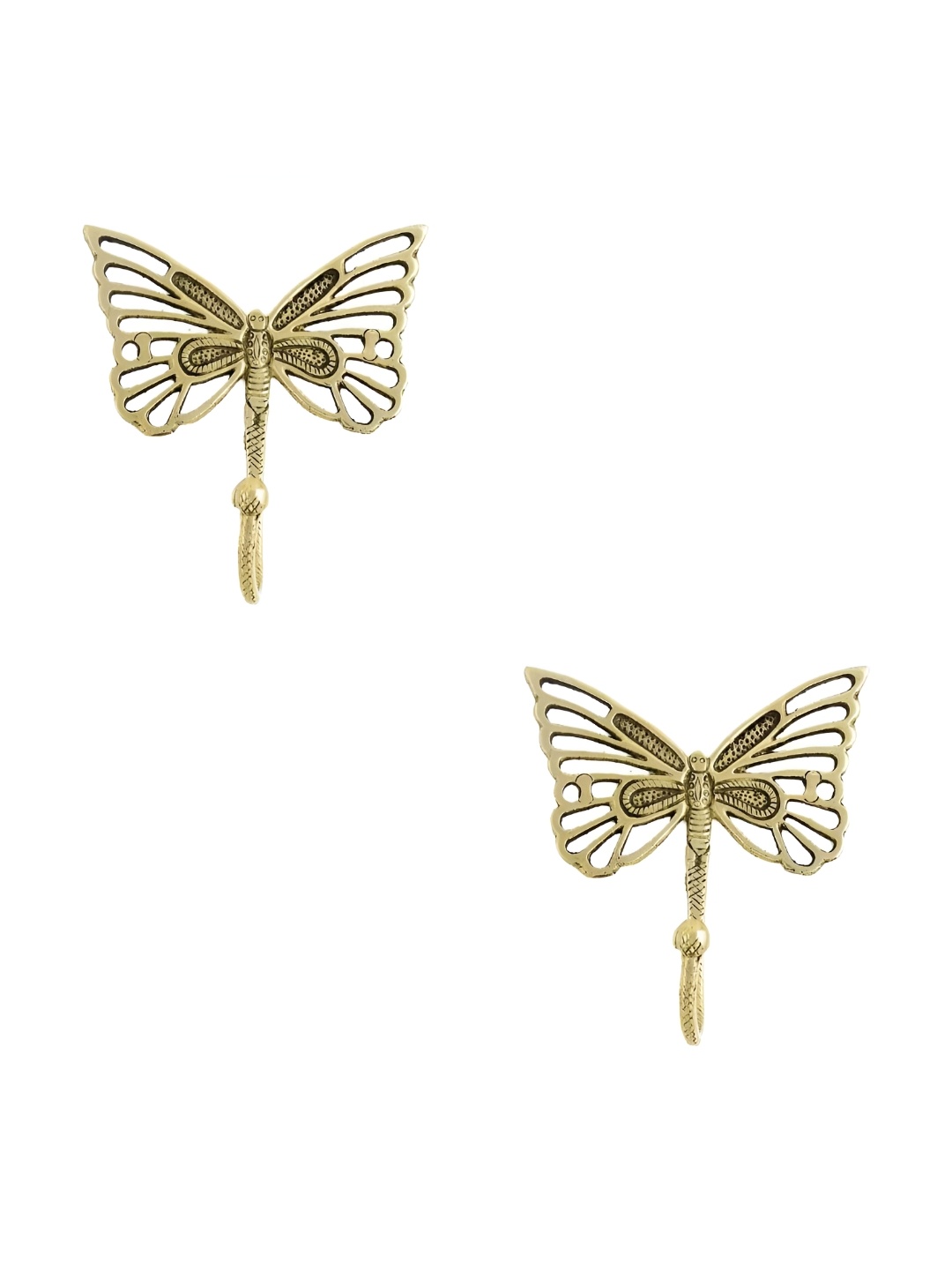 

IndianShelf Gold Toned 2 Pieces Brass Butterfly Door Hangers Wall Hooks