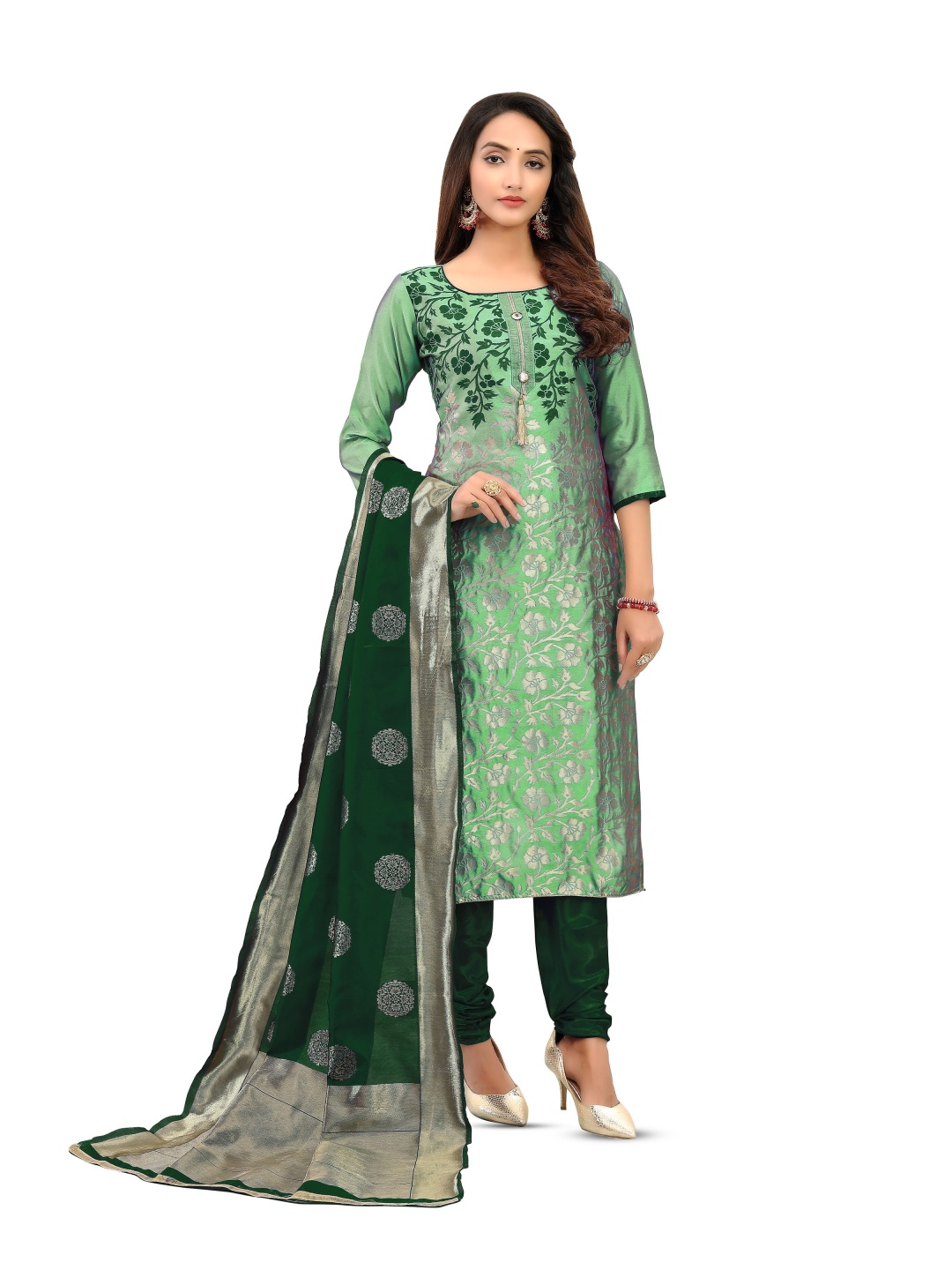 

Maroosh Ethnic Motifs Woven Design Unstitched Dress Material, Green