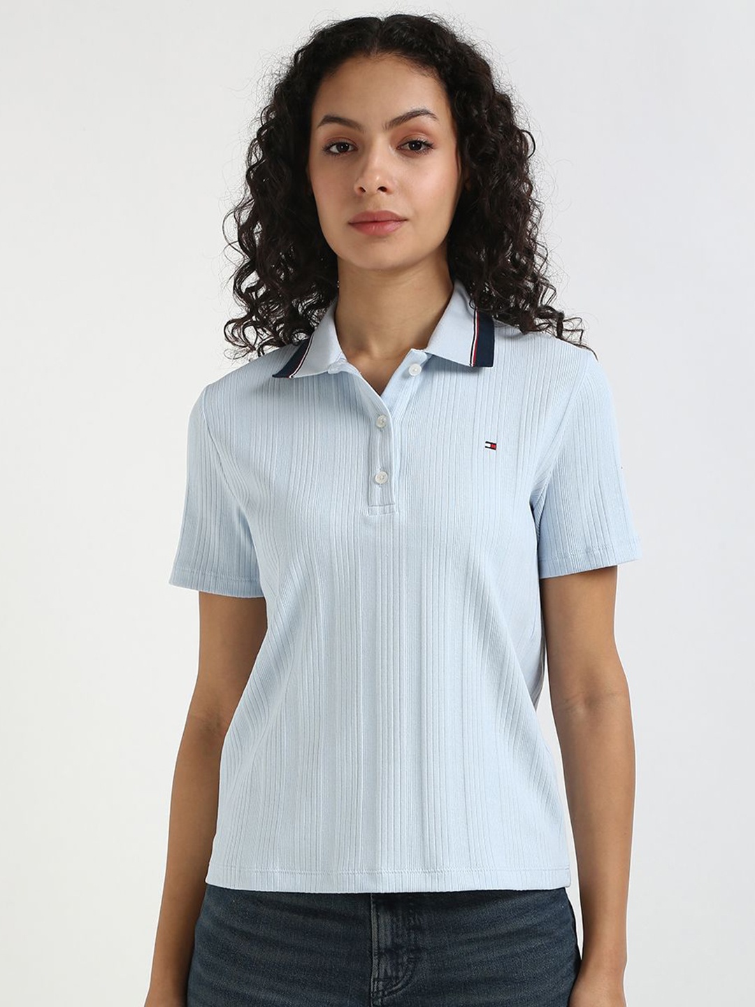 

Tommy Hilfiger Women Polo Collar T-shirt, Blue