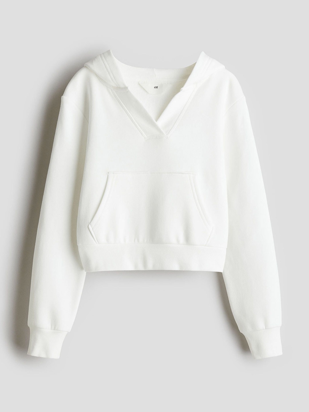 

H&M Girls V-Neck Hoodie Sweatshirt, White