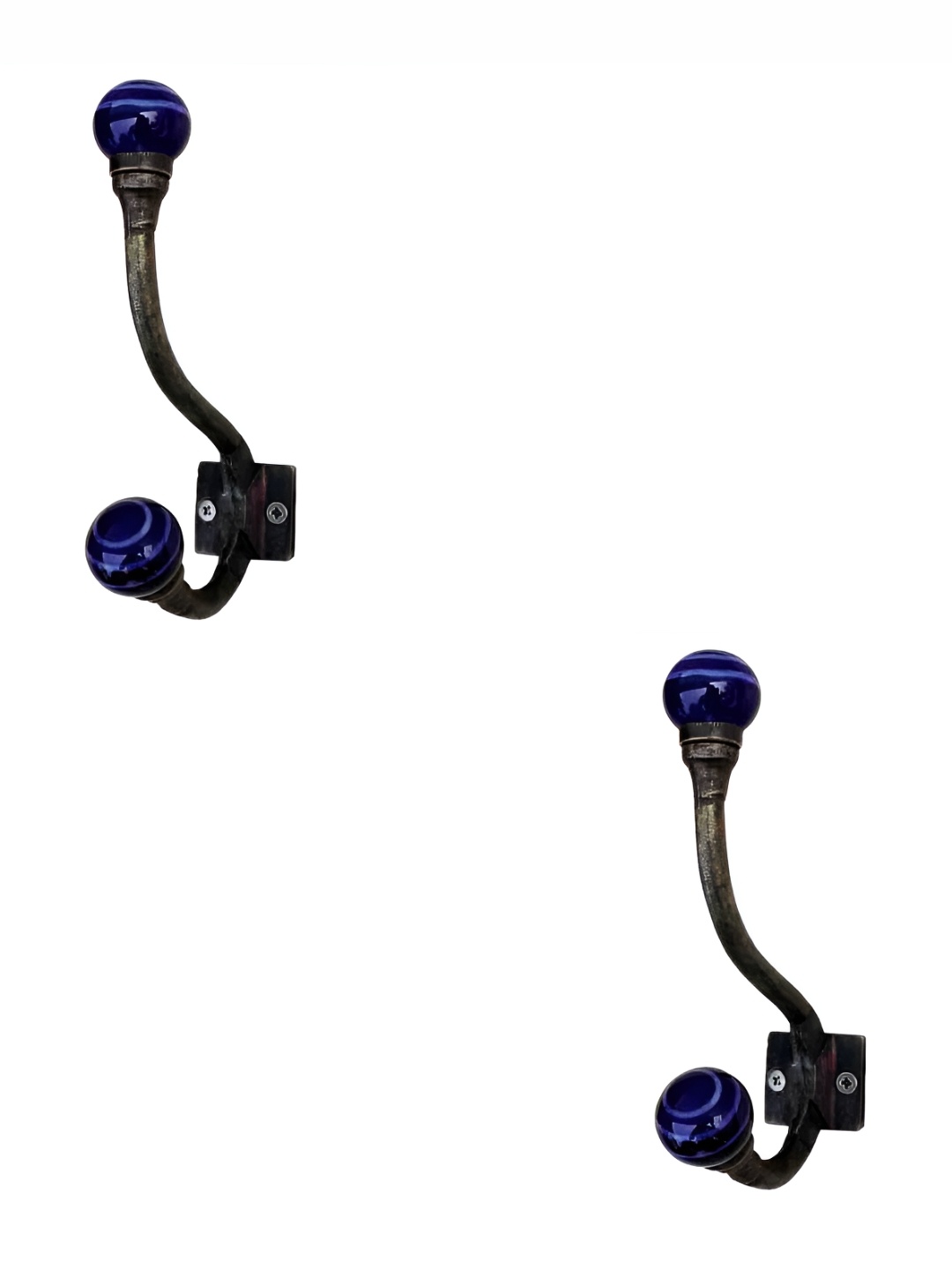 

IndianShelf Brown & Black 2 Pieces Printed Ceramic Wall Hooks