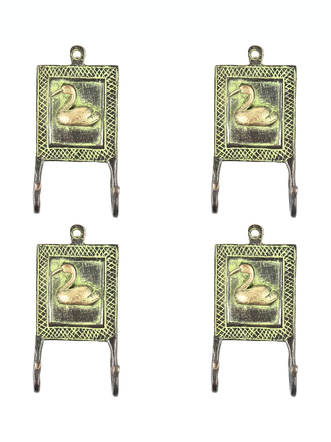 

IndianShelf Gold Toned 4 Pieces Duck Textured Brass Wall Hooks