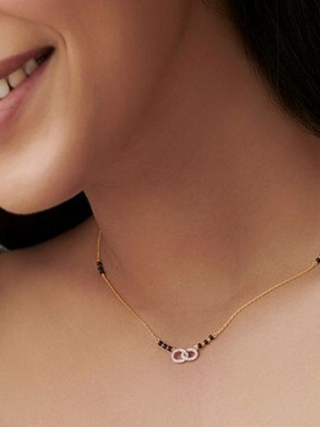 

Wynona Set Of 2 Gold-Plated American Diamond Studded and Beaded Mangalsutra