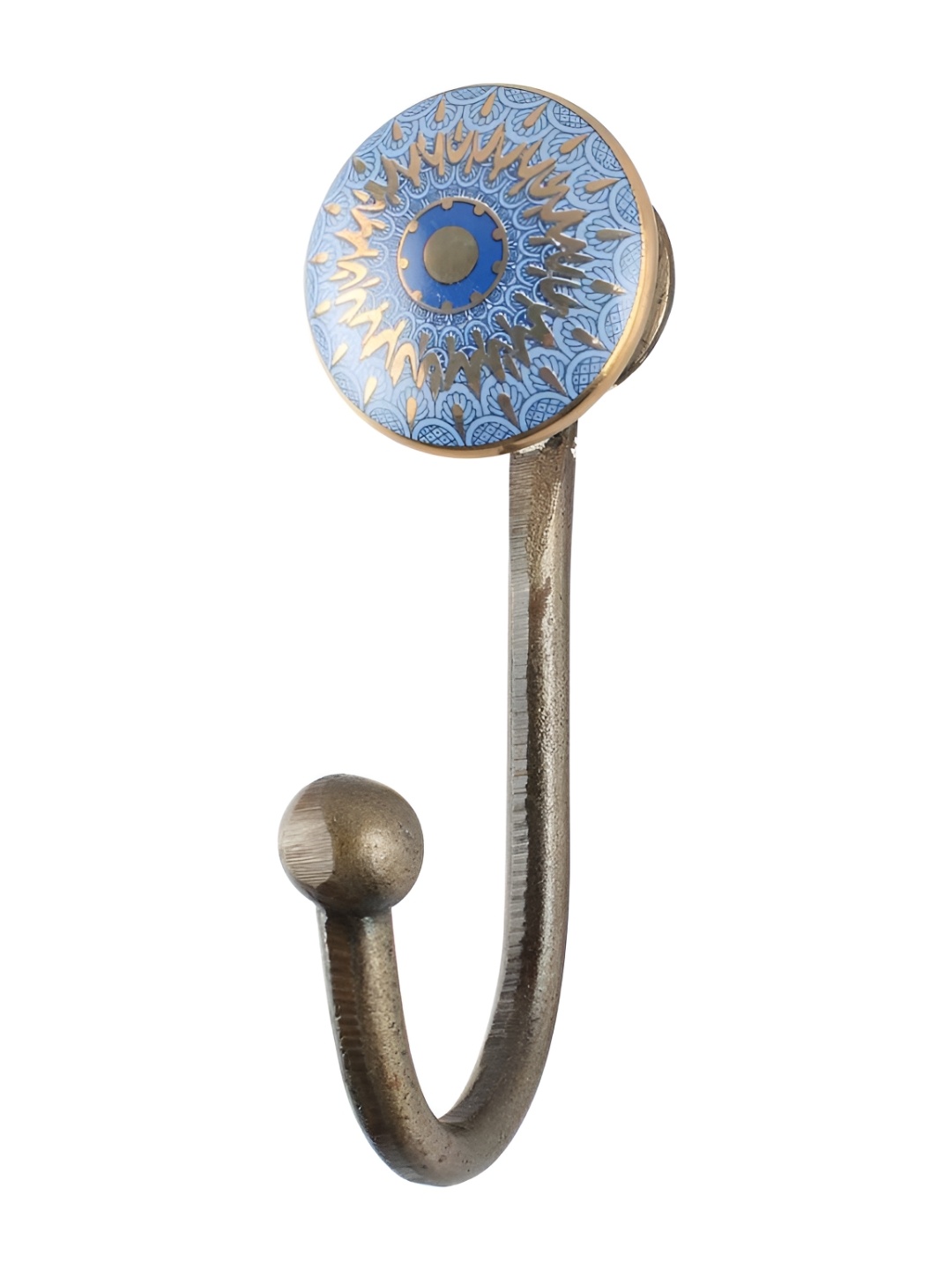 

IndianShelf Blue & Gold Toned Printed Ceramic Wall Hooks