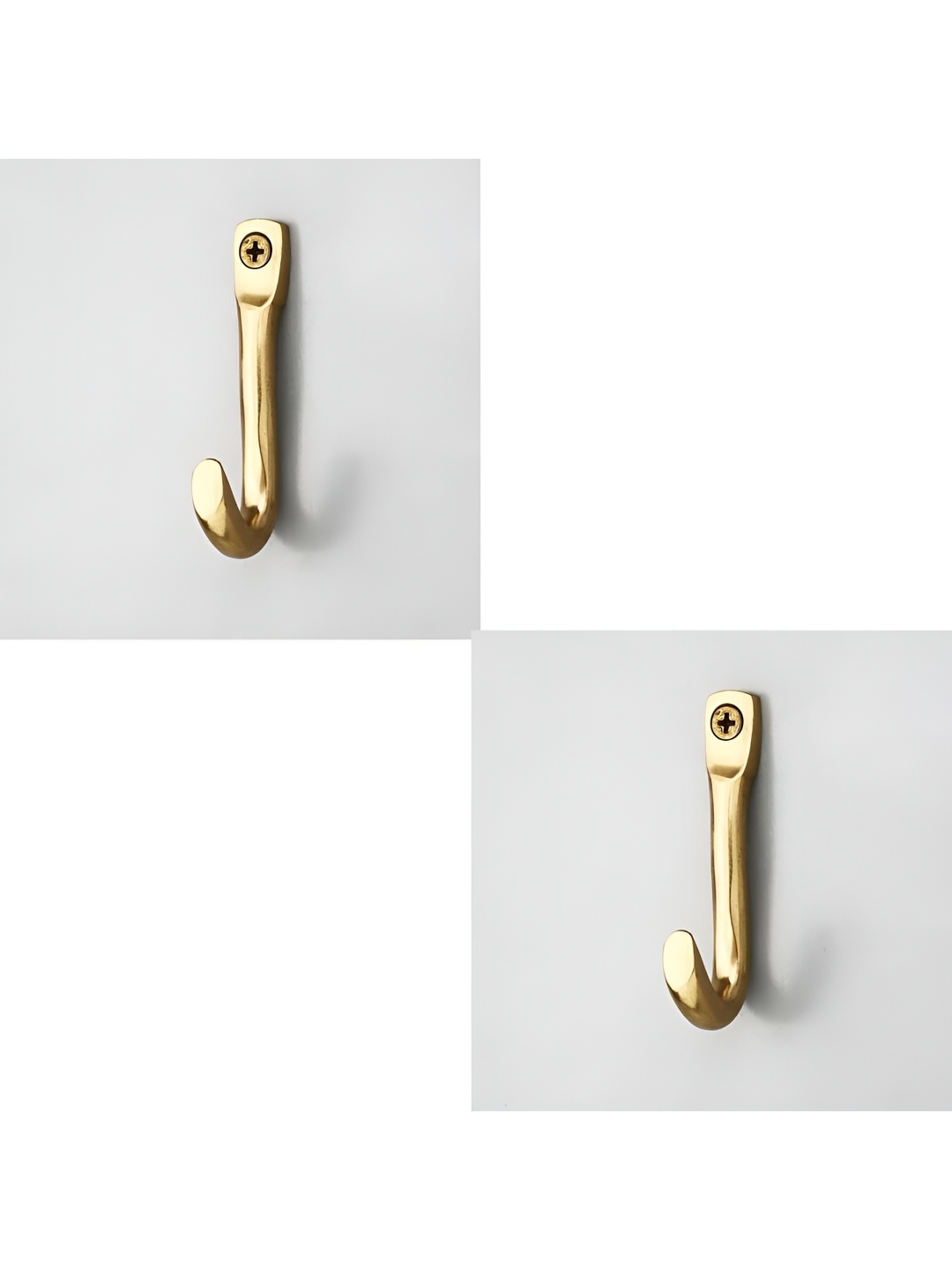 

IndianShelf Gold Toned 2 PiecesBrass J Shape Wall Hangers Key Hooks