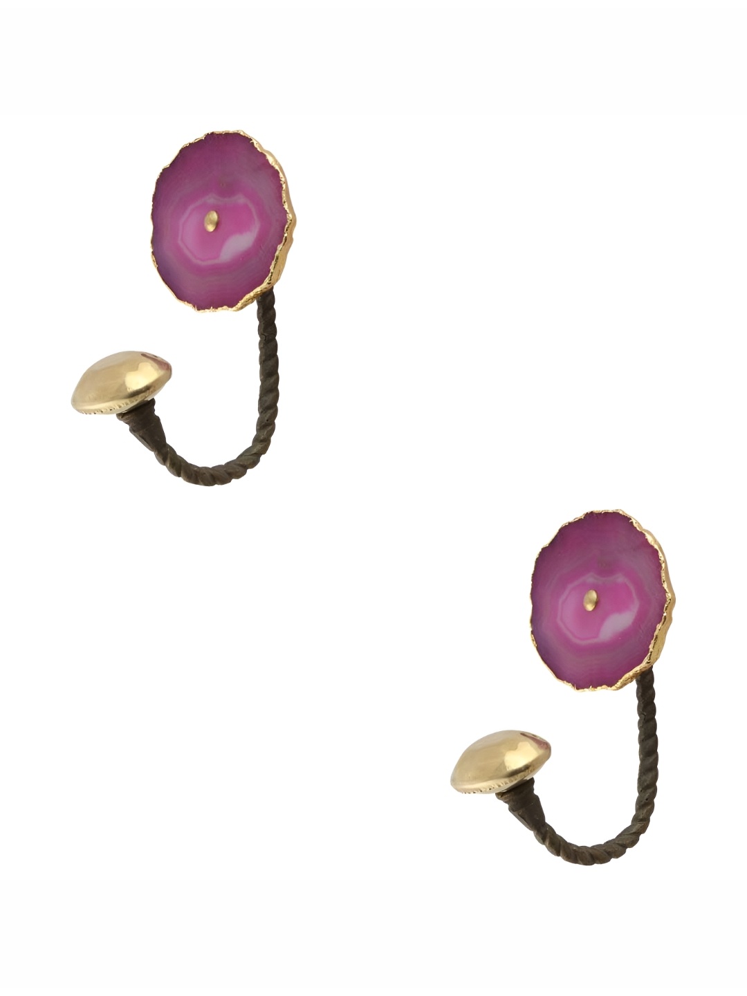 

IndianShelf Pink & Gold Toned 2 Pieces Stone Wall Hooks