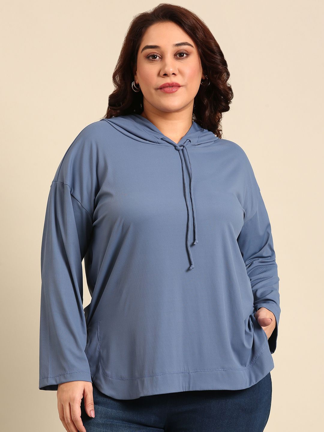 

The Pink Moon Women Hooded Plus Size Sweatshirt, Blue