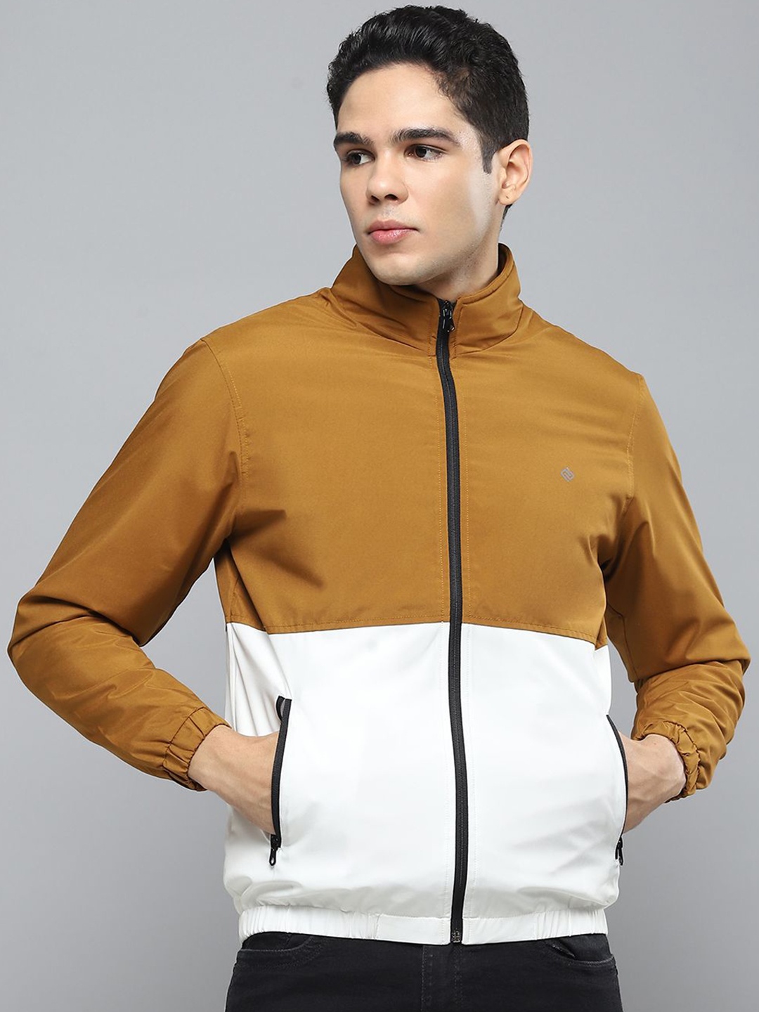 

Cloak & Decker Men Mock Collar Colourblocked Casual Padded Jacket, Mustard