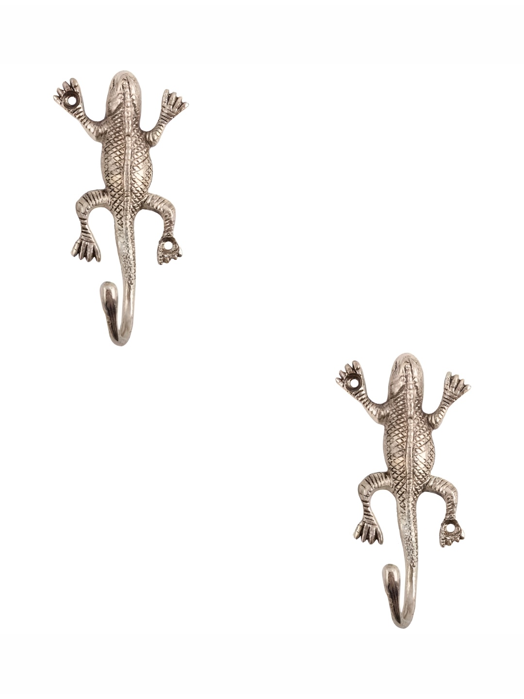 

IndianShelf Goldtoned 2 Pieces Aluminium Lizard Wall Hook, Gold
