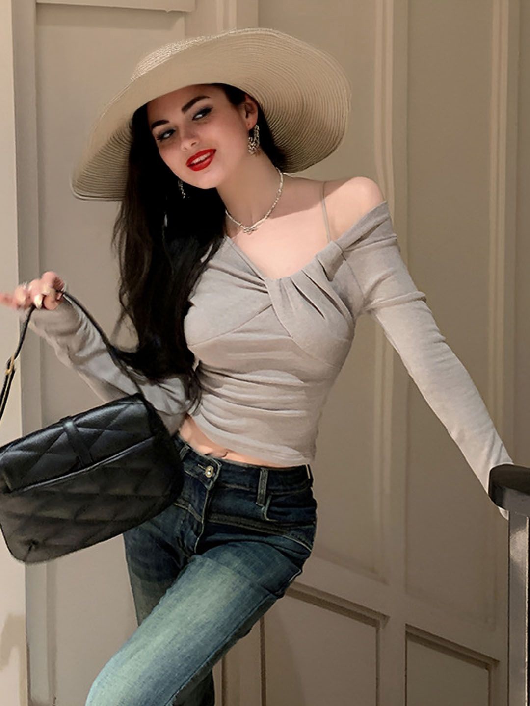 

StyleCast Women Fitted Crop Top, Grey