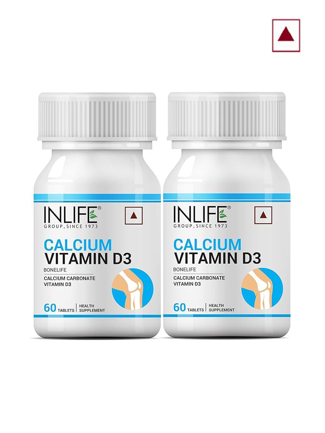 

INLIFE Set Of 2 Calcium Vitamin D3 Tablets - 60 Tablets Each, White