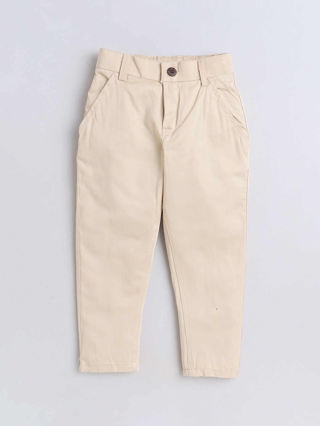 

BAATCHEET Boys Mid-Rise Cotton Trousers, Off white