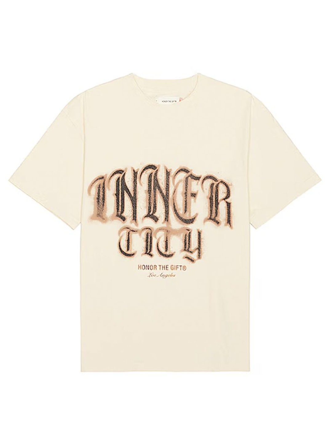 

Honor The Gift Men Typography Printed Round Neck Cotton T-shirt, Cream