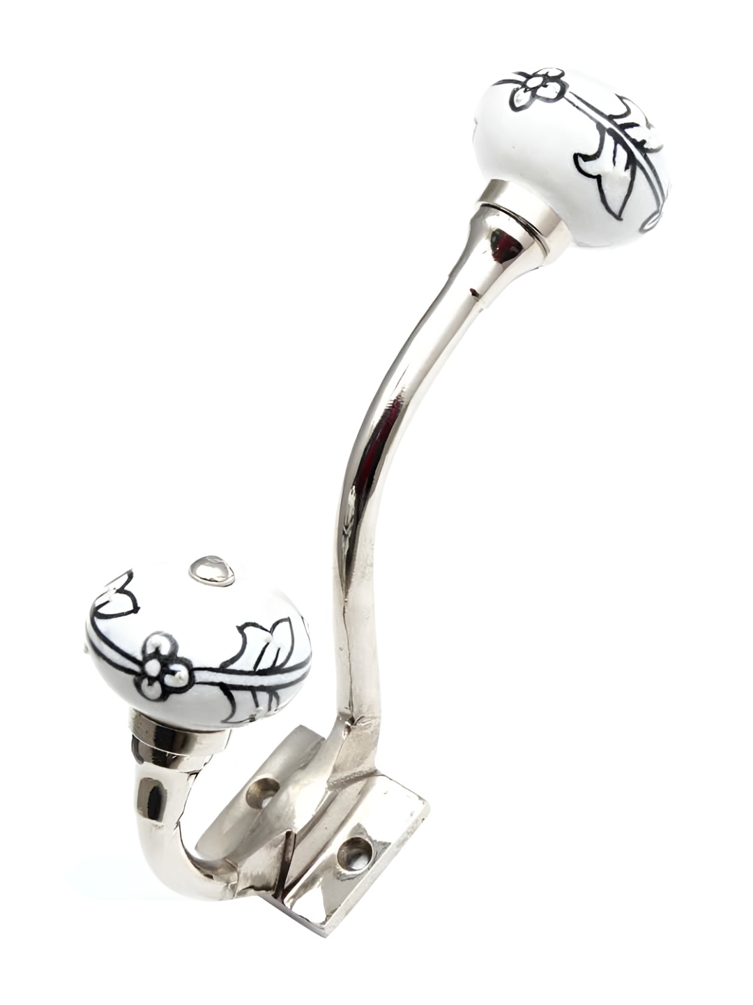 

IndianShelf Black & White Ceramic Floral Wall Mounted Hooks Kitchen Hanger