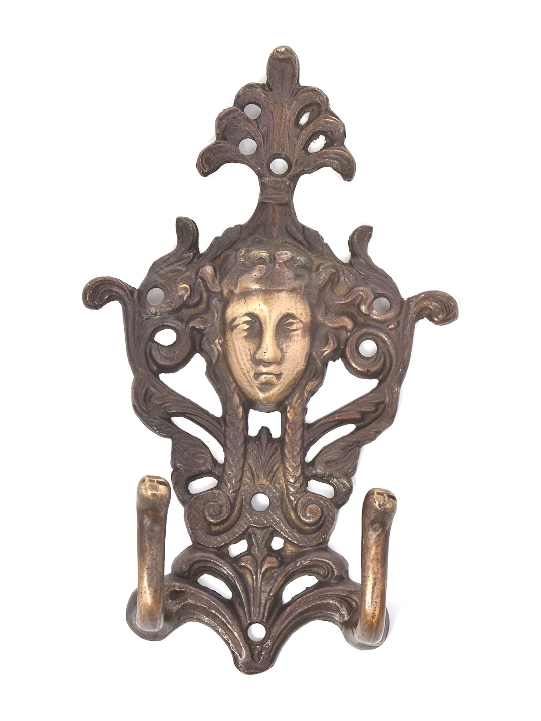 

IndianShelf Gold Toned Brass Floral Lady Key Holder Cloth Hanger