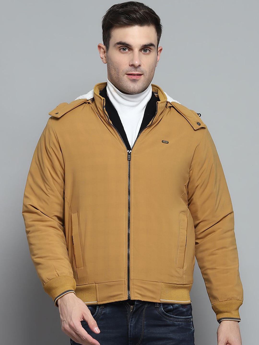 

Monte Carlo Men Hooded Solid Casual Padded Jacket, Mustard