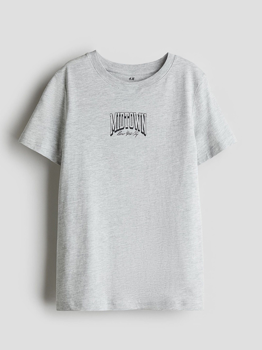 

H&M Printed Cotton T-Shirt, Grey