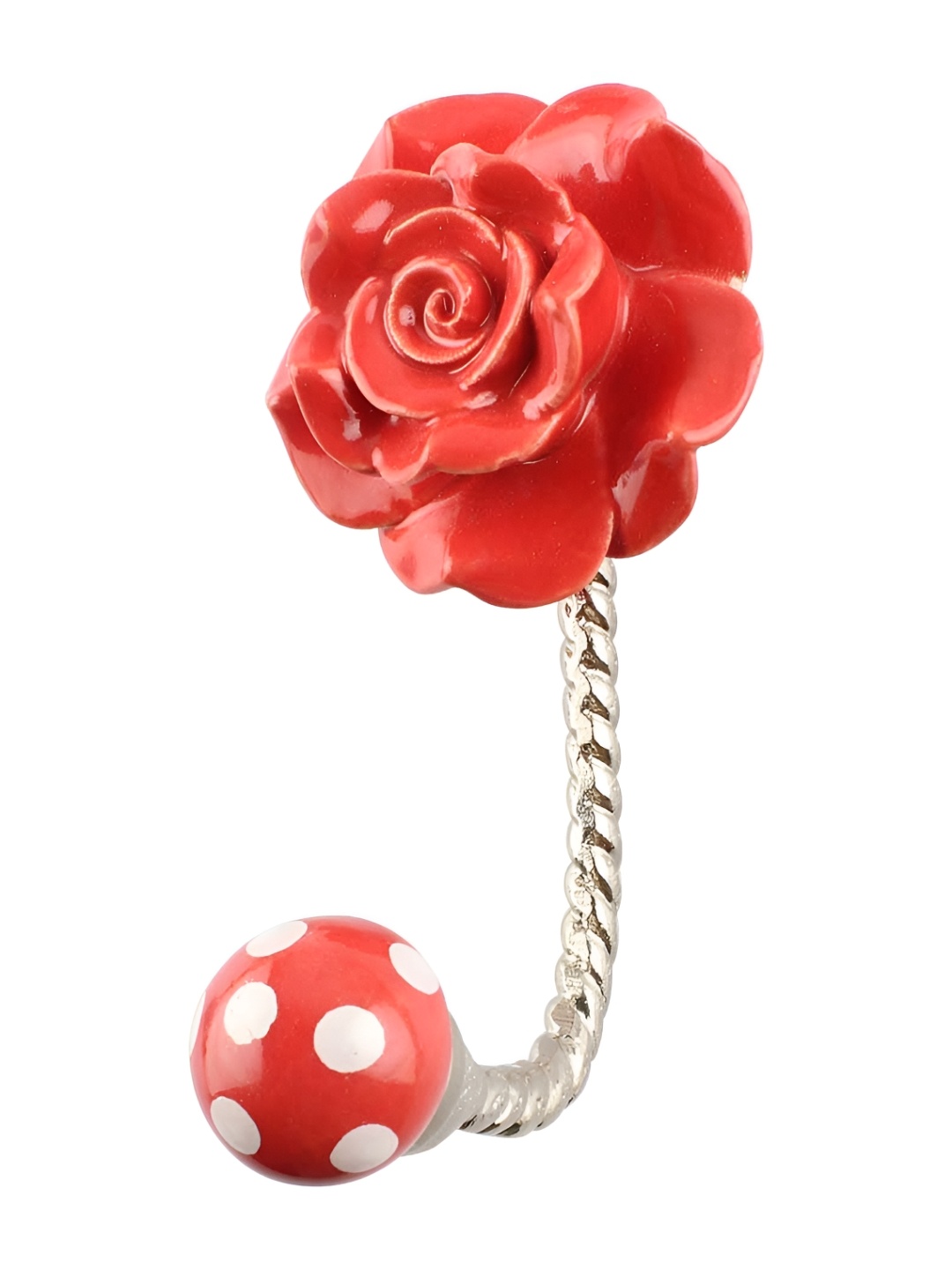 

IndianShelf Red Floral Textured Ceramic Wall Hook