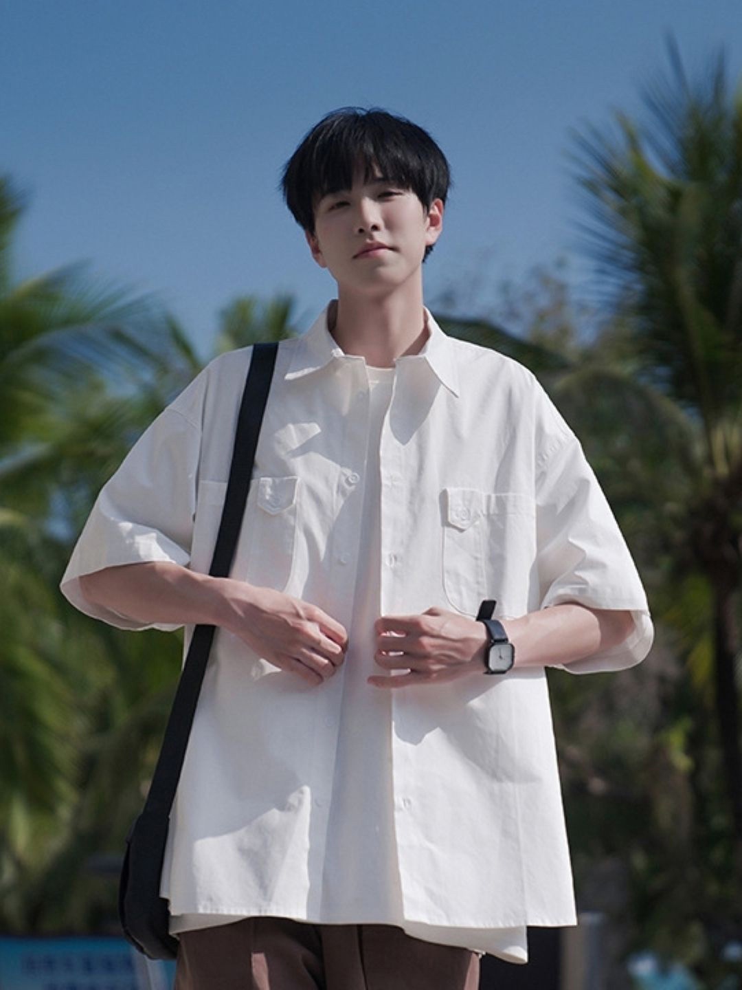 

HERE&NOW Men Original Solid Oversized Casual Shirt, White